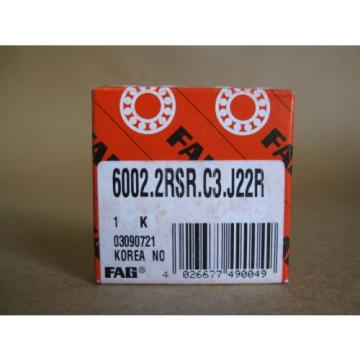 FAG 6002-2RS-C3 J22R Single Row Ball Bearing Double Sealed